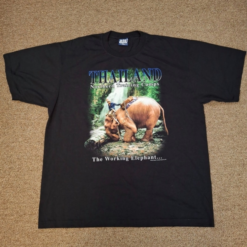 Vintage Thailand Northern Training Camps Working Elephant Graphic Tee Sz XXL